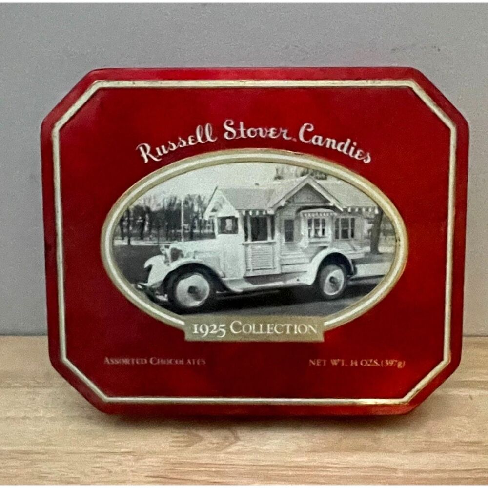 Vintage Russell Stover Bungalow Truck Collector Tin 1925 Collection Candy Box